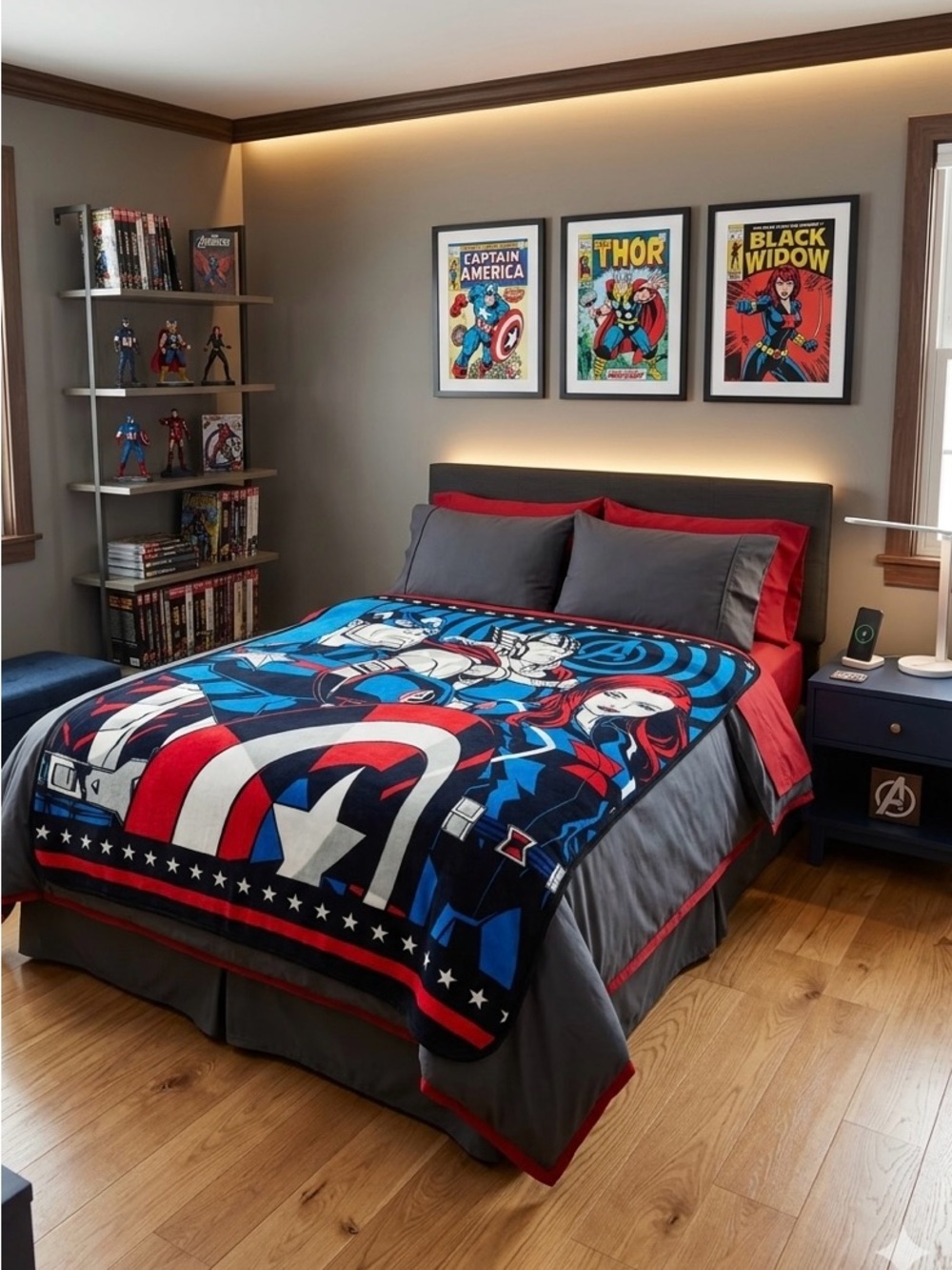 Retro Marvel Avengers Plush Throw Blanket captain America Thor black widow